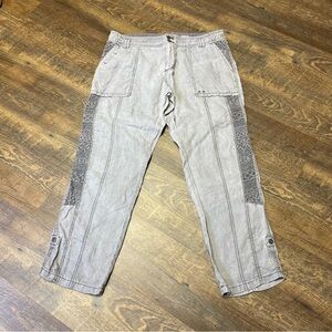 HEI HEI Anthropologie Laced Linen Gray Pants Women's 31 Roll Tab Hem